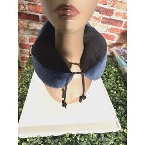 Hokeki Memory Foam Travel Neck Pillow - Soft- Adjustable Drawstring, blue/black